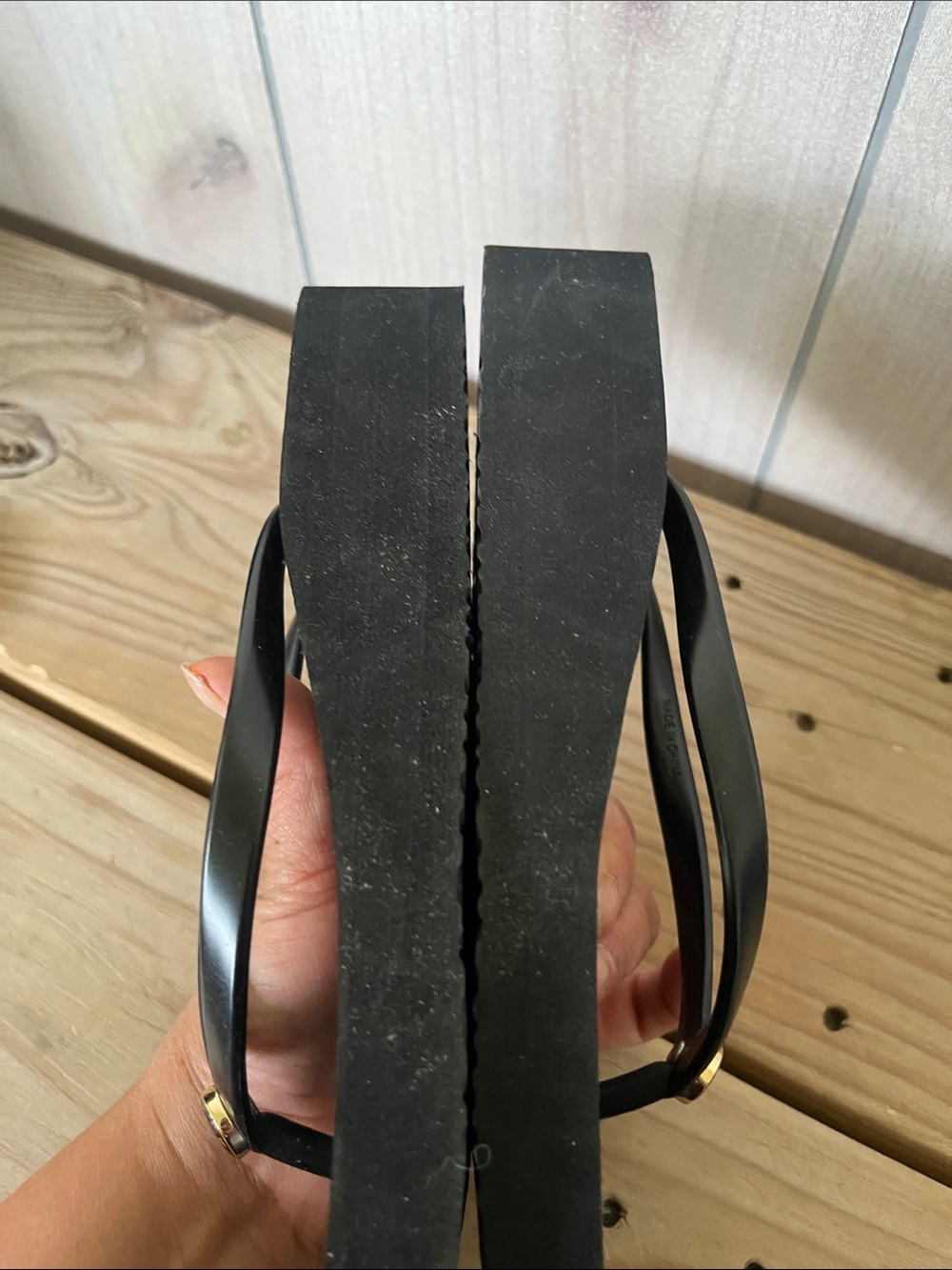 Tory Burch Black Flip Flop Sandals with Gold Logo - Picture 13 of 14